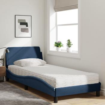 Bett mit Matratze Blau 90x190 cm Stoff