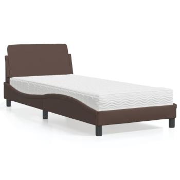 ARDEBO.de - Bett mit Matratze Braun 90x190 cm Kunstleder