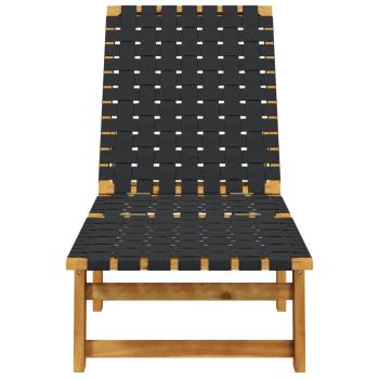 ARDEBO.de - Sonnenliege Schwarz Massivholz Akazie und Stoff