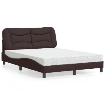 ARDEBO.de - Bett mit Matratze Dunkelbraun 140x190 cm Stoff