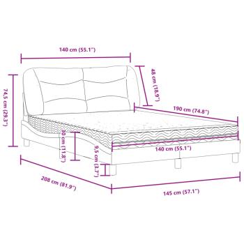 Bett mit Matratze Dunkelbraun 140x190 cm Stoff