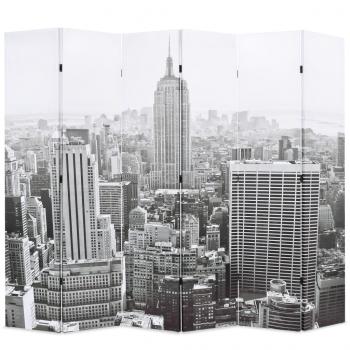 ARDEBO.de - Raumteiler klappbar 228 x 170 cm New York bei Tag Schwarz-Weiß