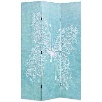 ARDEBO.de - Raumteiler klappbar 120 x 170 cm Schmetterling Blau