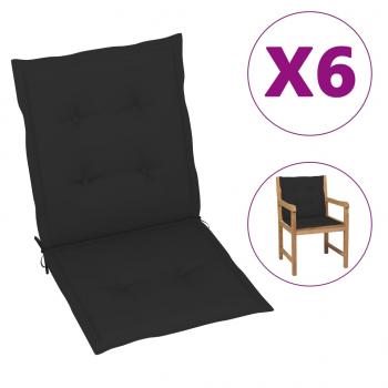Gartenstuhlauflagen für Niedriglehner 6 Stk. Schwarz 100x50x3cm
