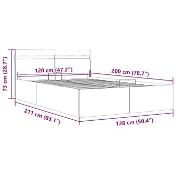 Bett mit Bettkasten Hydraulisch LED Dunkelgrau Stoff 120x200 cm 