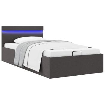 Bett mit Bettkasten Hydraulisch LED Dunkelgrau Stoff 100x200 cm 