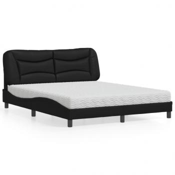 ARDEBO.de - Bett mit Matratze Schwarz 160x200 cm Kunstleder