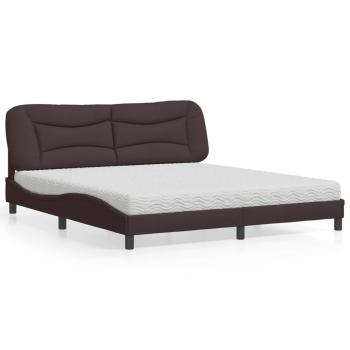 ARDEBO.de - Bett mit Matratze Dunkelbraun 180x200 cm Stoff