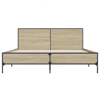 Bettgestell Sonoma-Eiche 150x200 cm Holzwerkstoff und Metall