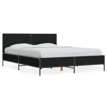 ARDEBO.de - Bettgestell Schwarz 120x190 cm Holzwerkstoff und Metall