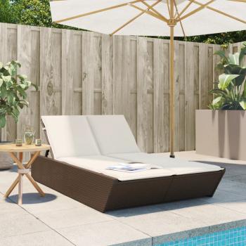 ARDEBO.de - Doppel-Sonnenliege mit Auflagen Braun Poly Rattan
