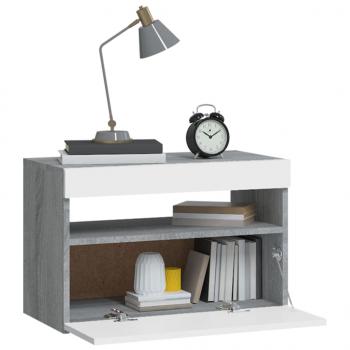 Nachttisch mit LED-Leuchten Grau Sonoma 60x35x40 cm