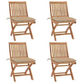 ARDEBO.de - Klappbare Gartenstühle mit Kissen 4 Stk. Massivholz Teak