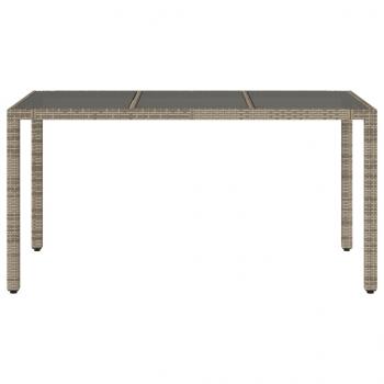 Gartentisch mit Glasplatte Grau 150x90x75 cm Poly Rattan