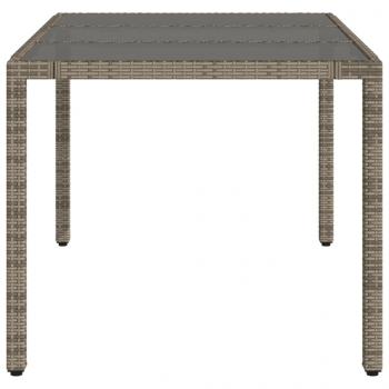 Gartentisch mit Glasplatte Grau 150x90x75 cm Poly Rattan