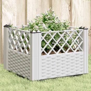 ARDEBO.de - Pflanzkasten mit Erdspießen Weiß 43,5x43,5x43,5 cm PP