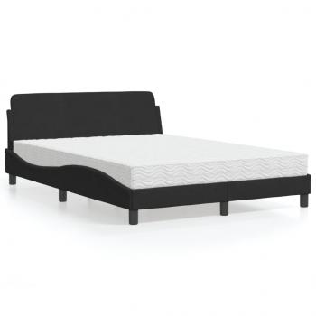 ARDEBO.de - Bett mit Matratze Schwarz 140x200 cm Samt