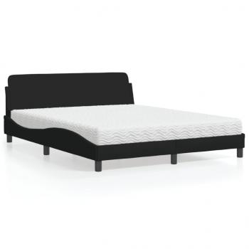 ARDEBO.de - Bett mit Matratze Schwarz 160x200 cm Stoff