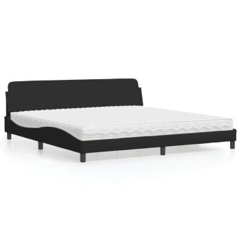 ARDEBO.de - Bett mit Matratze Schwarz 200x200 cm Stoff