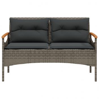 4-tlg. Garten-Sofagarnitur mit Kissen Grau Poly Rattan