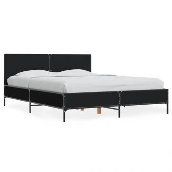 ARDEBO.de - Bettgestell Schwarz 120x200 cm Holzwerkstoff und Metall