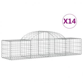 Gabionen mit Hochbogen 14 Stk. 200x50x40/60 cm Verzinktes Eisen