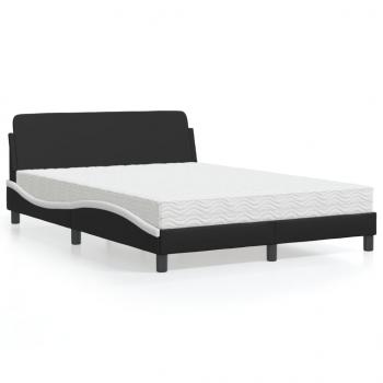 ARDEBO.de - Bett mit Matratze Schwarz und Weiß 120x200 cm Kunstleder