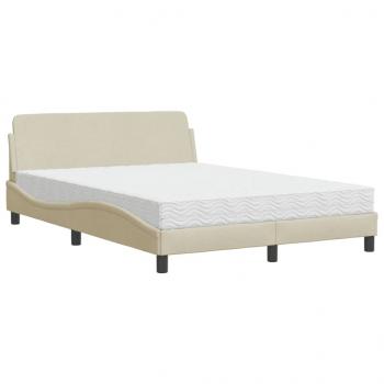 ARDEBO.de - Bett mit Matratze Creme 140x190 cm Stoff