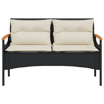 Gartenbank mit Kissen 116x62,5x74 cm Schwarz Poly Rattan