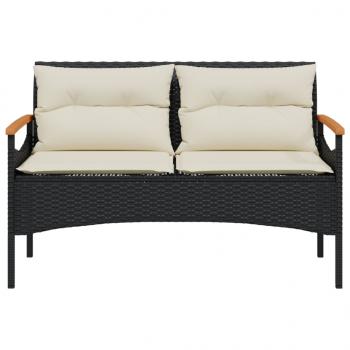 4-tlg. Garten-Sofagarnitur mit Kissen Schwarz Poly Rattan