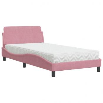 Bett mit Matratze Rosa 100x200 cm Samt
