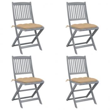 ARDEBO.de - Klappbare Gartenstühle 4 Stk. mit Kissen Massivholz Akazie