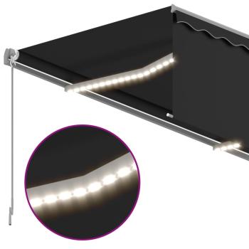 Markise Manuell Einziehbar mit Rollo & LED 4,5x3 m Anthrazit