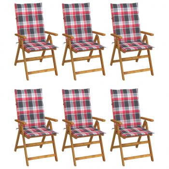 ARDEBO.de - Klappbare Gartenstühle 6 Stk. mit Auflagen Massivholz Akazie