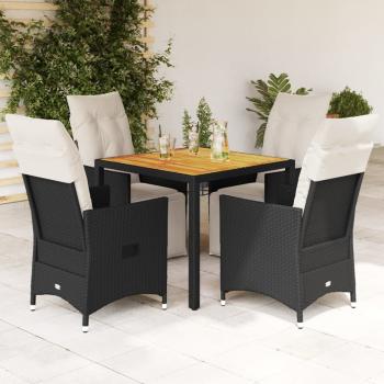 ARDEBO.de - 5-tlg. Garten-Essgruppe mit Kissen Schwarz Poly Rattan