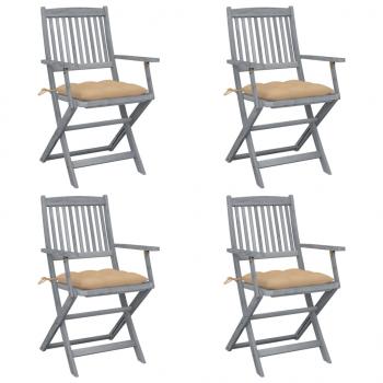 ARDEBO.de - Klappbare Gartenstühle 4 Stk. mit Kissen Massivholz Akazie