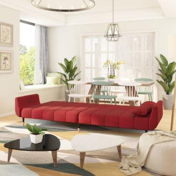 ARDEBO.de - Schlafsofa 2-Sitzer mit 2 Kissen Weinrot Samt