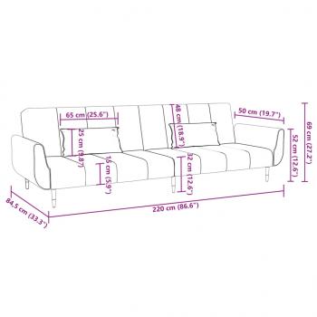 Schlafsofa 2-Sitzer mit 2 Kissen Creme Samt