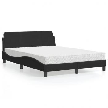 ARDEBO.de - Bett mit Matratze Schwarz 120x200 cm Samt