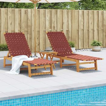 ARDEBO.de - Sonnenliegen 2 Stk. mit Tisch Rot Massivholz Akazie