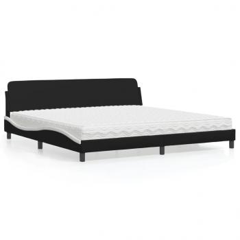 ARDEBO.de - Bett mit Matratze Schwarz und Weiß 200x200 cm Kunstleder