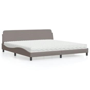 ARDEBO.de - Bett mit Matratze Taupe 200x200 cm Stoff