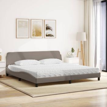 Bett mit Matratze Taupe 200x200 cm Stoff
