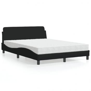ARDEBO.de - Bett mit Matratze Schwarz 140x190 cm Stoff