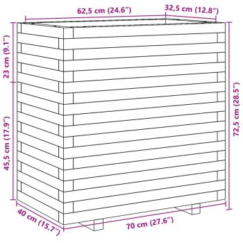 Pflanzkübel Wachsbraun 70x40x72,5 cm Massivholz Kiefer