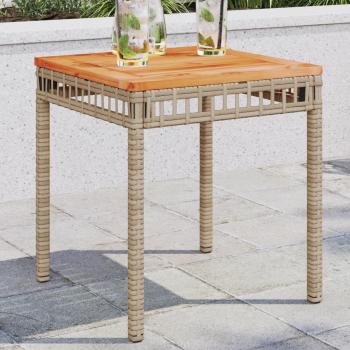 ARDEBO.de - Gartentisch Beige 38x38x42 cm Poly Rattan Akazienholz
