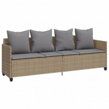 5-tlg. Garten-Sofagarnitur mit Kissen Beige Poly Rattan