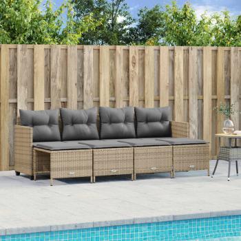 ARDEBO.de - 5-tlg. Garten-Sofagarnitur mit Kissen Beige Poly Rattan