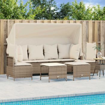 ARDEBO.de - 5-tlg. Garten-Sofagarnitur mit Kissen Beige Poly Rattan