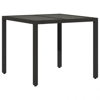 3-tlg. Bistro-Set mit Kissen Schwarz Poly Rattan